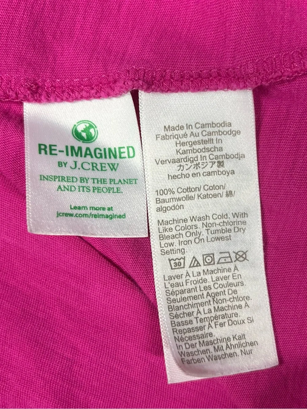 J. Crew Slub 100% Cotton Tee Magenta Pink Crew Neck T Shirt Size XL